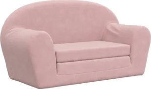 2-os. sofa dla dzieci, rozkładana, różowa, miękki plusz - Zestawy mebli dla dzieci - miniaturka - grafika 1