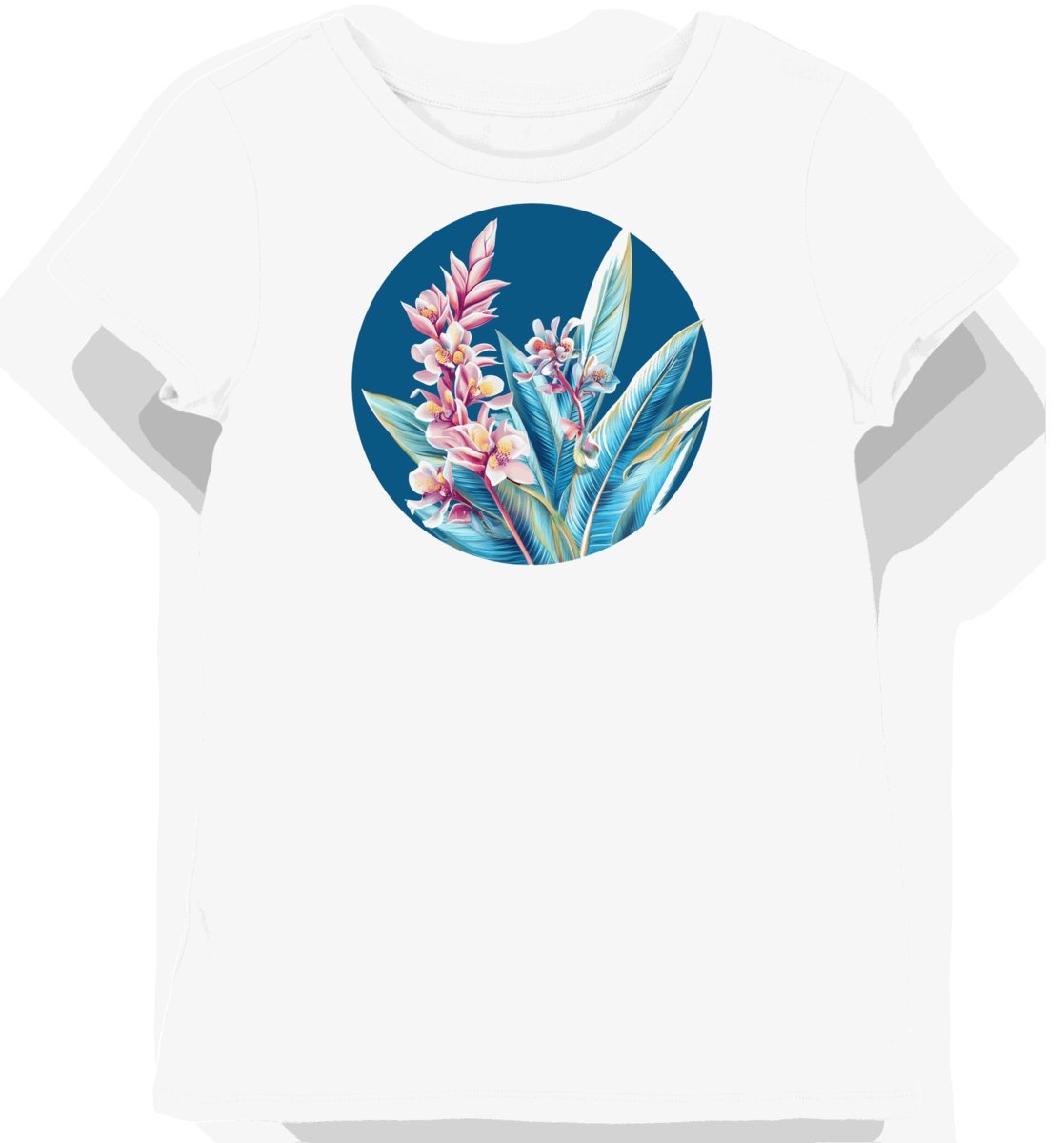 Koszulka damska biała z grafiką tropikalnych kwiatów M