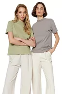 Koszulki i topy damskie - TRENDYOL T-shirt damski, miętowy, L - miniaturka - grafika 1