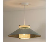 Lampy sufitowe - Duolla - Żyrandol na lince RIO RATTAN 1xE27/15W/230V śr. 45 cm zielony/rattan - miniaturka - grafika 1