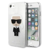 Etui i futerały do telefonów - Karl Lagerfeld Iconic Karl - Etui iPhone SE 2020 / 8 / 7 Silver Glitter - miniaturka - grafika 1