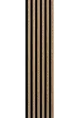 Panele ścienne i boazeria - Panel lamelowy na filcowym podkładzie WOODLINE 2700x300 dąb jasny, tło czarne - miniaturka - grafika 1