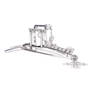 Ozdobna spinka, klamra do włosów - srebrna, z agrafką - Ozdoby do włosów - miniaturka - grafika 1