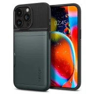 Etui i futerały do telefonów - Etui Spigen Slim Armor CS na iPhone 15 Pro Max - ciemnozielone - miniaturka - grafika 1