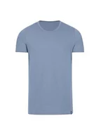 Koszulki męskie - Trigema Męski T-shirt z elastanem – dopasowany krój (Slim Fit) – elastyczny – okrągły dekolt – 602201, Pearl-Blue, M - miniaturka - grafika 1