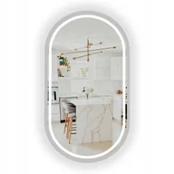 Lustra - LUSTRO OWALNE LED PODŚWIETLANE SREBRNE W RAMIE 100x35 CM DO ŁAZIENKI - miniaturka - grafika 1