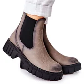 Botki damskie - Botki Workery Trapery Ocieplane Sergio Leone TR761 Szare - miniaturka - grafika 1