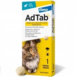 AdTab Tabletki na Kleszcze Pchły 48mg 2-8kg Kot - Artykuły przeciw pasożytom - miniaturka - grafika 1