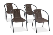 Fotele i krzesła ogrodowe - Zestaw KRZESEŁ Krzesło Ogrodowe SIMPLE Brązowy na Taras metal Komplet 4 szt - miniaturka - grafika 1