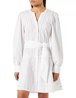 Sukienki - Tommy Hilfiger Org Co Ladder Lace Short sukienka damska biała (Th Optic White), rozmiar 38, biały (Th Optic White), 34 - grafika 1