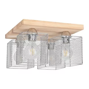 Spotlight Loftowa LAMPA sufitowa NORMAN WOOD 8175474 industrialna OPRAWA druciane klatki metalowe plafon dąb olejowany chrom 8175474 - Lampy sufitowe - miniaturka - grafika 1