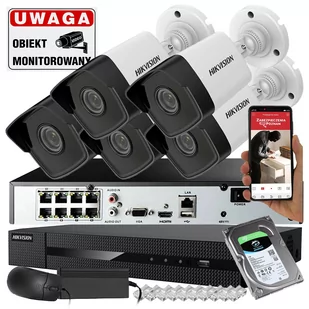 Zestaw monitoringu 5 kamer IP Hikvision IPCAM-B4 4MPx POE - Zestawy do monitoringu - miniaturka - grafika 1