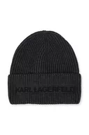 Czapki dla dzieci - Karl Lagerfeld czapka bawełniana dziecięca kolor szary z grubej dzianiny bawełniana - miniaturka - grafika 1