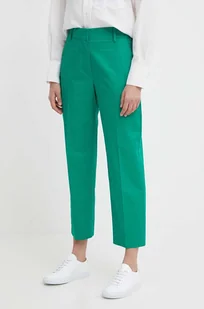Tommy Hilfiger spodnie damskie kolor zielony proste high waist - Spodnie damskie - miniaturka - grafika 1
