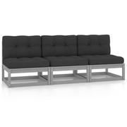 Sofy ogrodowe - vidaXL 3-osobowa sofa z poduszkami lite drewno sosnowe 3076351 - miniaturka - grafika 1