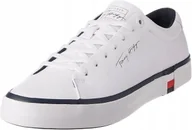 Trampki męskie - TOMMY HILFIGER MODERN VULC TRAMPKI MĘSKIE BIAŁE SZNUROWANE SKÓRA 46 U_A - miniaturka - grafika 1