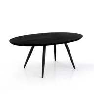Stoły - Stół rozkładany OVAL BLACK, płyta MDF pokryta czarną melaminą, dł. 160/200 cm, rama czarna, do nowoczesnych salonów - miniaturka - grafika 1
