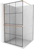 Ścianki i drzwi prysznicowe - Mexen Kioto+ ścianka prysznicowa z półką Walk-in 110 x 200 cm, czarny wzór, miedź szczotkowana - 800-110-121-65-77 - miniaturka - grafika 1