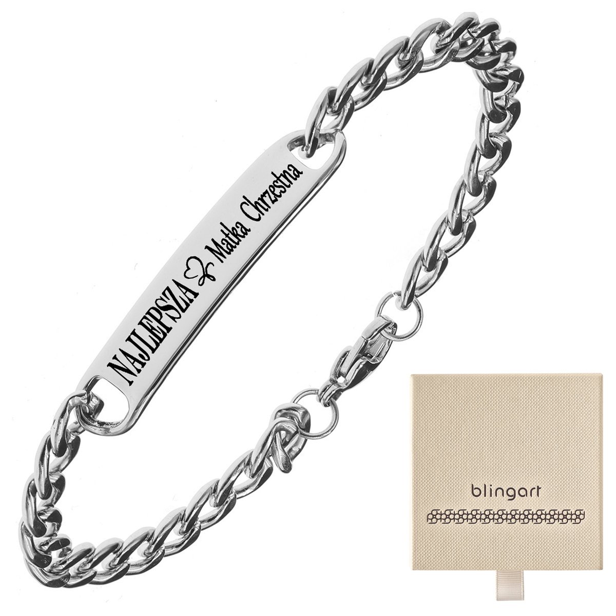 Bransoletka męska z GRAWEREM stalowa pancerka