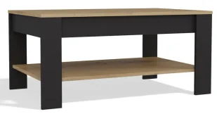 Nowoczesny stolik kawowy z półką dąb artisan + czarny - Orom - Ławy i stoliki kawowe Nowoczesny stolik kawowy z półką dąb artisan + czarny - Orom - Ławy i stoliki kawowe - miniaturka - grafika 1