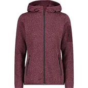Kurtki damskie - CMP damska kurtka Knit-Tech ze stałym kapturem, Burgundy-Antracyt, 40 - miniaturka - grafika 1
