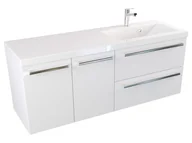 Szafki łazienkowe - Szafka Wisząca Z Umywalką ATH 120 cm DS Prawa - Biały Mat - Uchwyty Chromowane - miniaturka - grafika 1