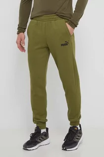 Spodnie męskie - Puma spodnie dresowe kolor zielony z nadrukiem - grafika 1