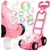 Bańki mydlane - Różowa Kosiarka na Bańki Mydlane dla Dzieci na Baterie + Płyn Z1114R - miniaturka - grafika 1