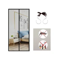 Moskitiery - Magnetyczna siatka na drzwi balkonowe 90 x 210 cm, moskitiera z magnesami, kurtyna przeciw muchom na drzwi zewnętrzne - czarna - miniaturka - grafika 1