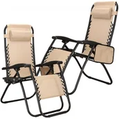 Leżaki ogrodowe - Springos Leżak ogrodowy grawitacyjny jasnobeżowy zestaw 2 szt. 2x GC0028 - miniaturka - grafika 1