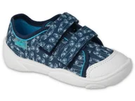 Buty dla chłopców - Trampki kapcie dziecięce chłopięce na rzepy granatowe Befado 907P158-23 - miniaturka - grafika 1