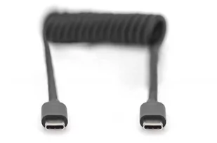 Digitus Kabel spiralny USB C/USB C, USB 2.0, PD 60W, max. 1m Czarny - Kable komputerowe i do monitorów - miniaturka - grafika 1
