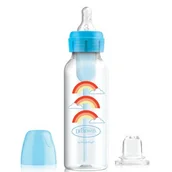 Butelki dla niemowląt - Dr.Browns SB8192 Butelka standard 250ml Options + dekorowana ze smoczkiem 6+ i ustnikiem niekapkiem niebieska ][ MA_779769 - miniaturka - grafika 1