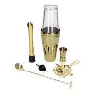 Shakery barmańskie - Zestaw barmański 7 el shaker bostoński - złoty połysk - miniaturka - grafika 1
