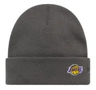 Czapki damskie - Czapka zimowa NEW ERA LA Lakers NBA Mini Logo Cuff Knit Beanie szara - miniaturka - grafika 1