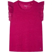 Bluzki damskie - Bluzka dziewczęca Pepe Jeans Itzel różowa z falbankami-176 - miniaturka - grafika 1