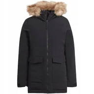 Kurtki damskie - Kurtka damska adidas Parka Hooded Fur czarna IJ8260 M - miniaturka - grafika 1