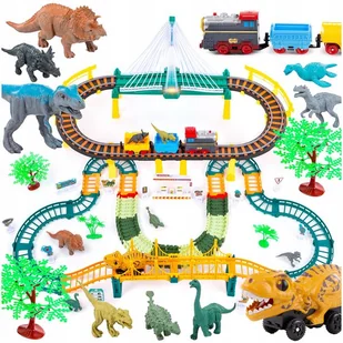 Mega Tor Wyścigowy Kolejka Elektryczna Park Dinozaurów 178 Elementów - Samochody i pojazdy dla dzieci - miniaturka - grafika 1