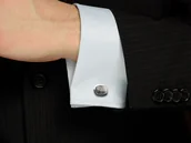 Spinki do mankietów i krawatów - Męskie spinki do mankietów z krzemieniem pasiastym-owale - miniaturka - grafika 1