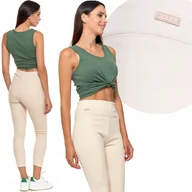 Legginsy - Moraj Lekkie Prążkowane Legginsy z Wysokim Stanem 2200-011 Jasny beż L/XL - miniaturka - grafika 1