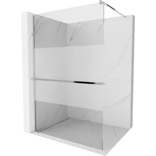 Mexen Kioto+ ścianka prysznicowa z półką i relingiem 70 x 200 cm, transparent/szron 8 mm, chrom - Ścianki i drzwi prysznicowe - miniaturka - grafika 1