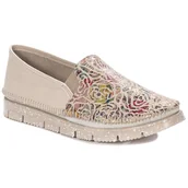 Półbuty damskie - Półbuty damskie Maciejka 3512 mokasyny slip-one skórzane wsuwane beżowe-37 - miniaturka - grafika 1