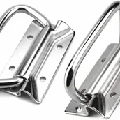 Zawiasy, okucia i inne akcesoria - Uchwyty ze stali nierdzewnej do kontenerów z podnośnikiem do skrzynek narzędziowych (2 sztuki, srebrne) - miniaturka - grafika 1
