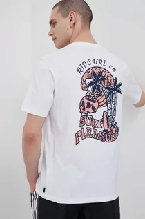 Koszulki męskie - Rip Curl t-shirt bawełniany kolor biały z nadrukiem - grafika 1