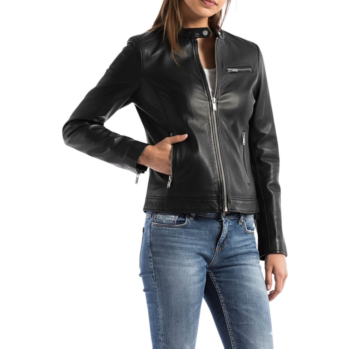 Kurtka damska Blue Wellford Pearl skórzana czarna -S