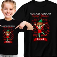 Koszulki męskie - KOSZULKA NA ŚWIĘTA POMOCNIK MIKOŁAJA DZIECIĘCA IMIĘ PREZENT MIKOŁAJ 3-4 - miniaturka - grafika 1