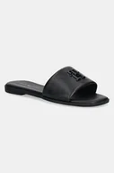 Klapki i japonki damskie - Tommy Hilfiger klapki skórzane TH LOGO HARDWARE LEATHER MULE damskie kolor czarny FW0FW08806 - miniaturka - grafika 1