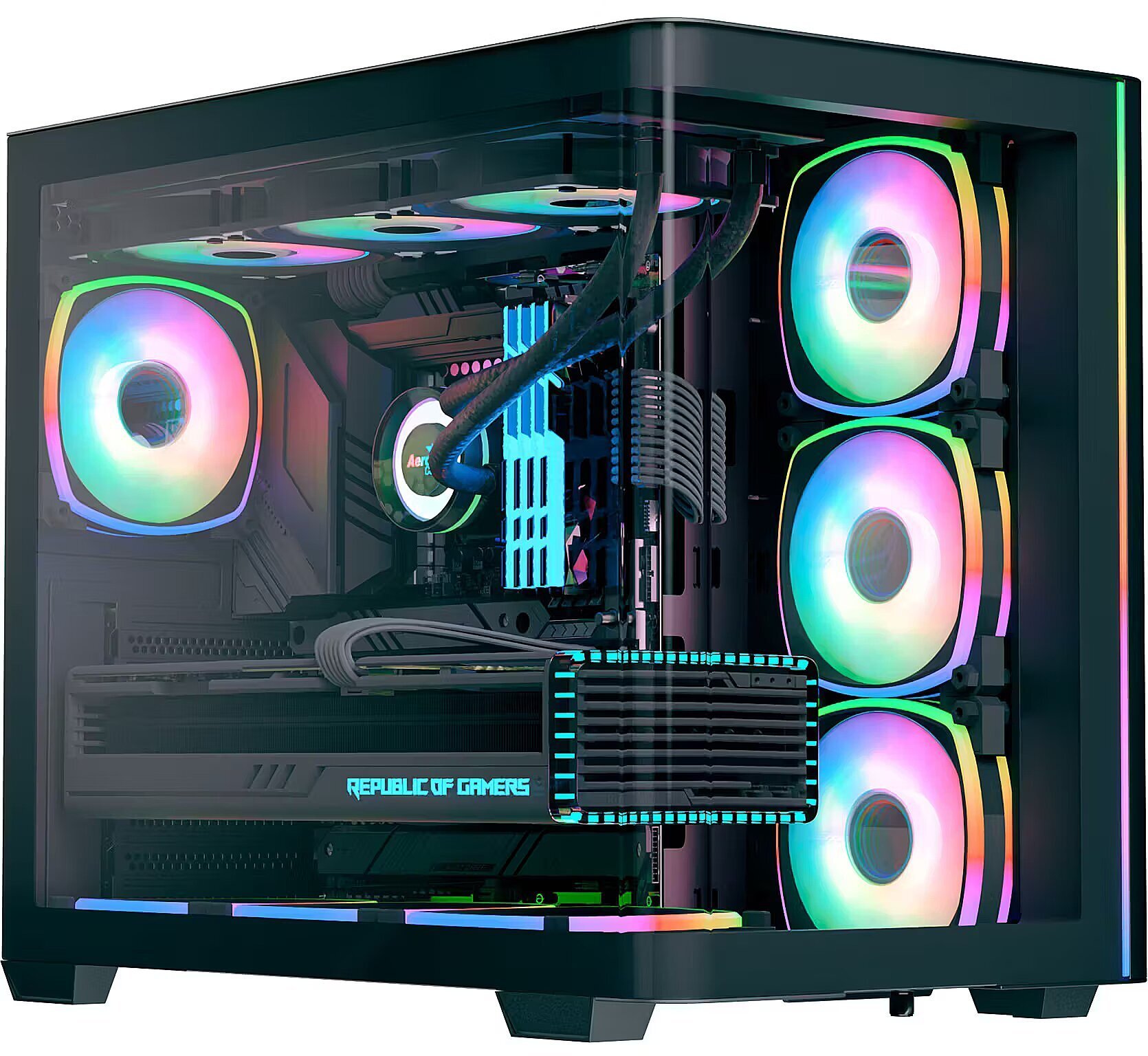Obudowa Aerocool Aerocool P500C EVO-G-BK-v1, tower case Black, Tempered Glass x 2