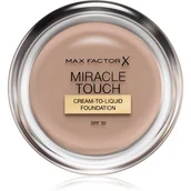 Pudry do twarzy - Max Factor Miracle Touch Foundation podkład z kwasem hialuronowym dla gładkiej i równomiernej skóry, 1 opakowanie (1 x 12 g) - miniaturka - grafika 1