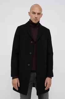 Płaszcze męskie - Selected Homme Płaszcz wełniany kolor czarny przejściowy - grafika 1